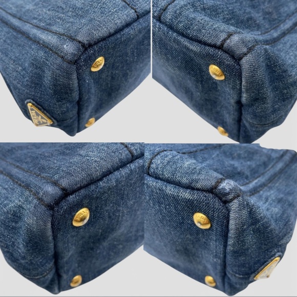 Authentic Prada luxury designer signature denim Canapa tote bag with strap - Picture 7 of 16